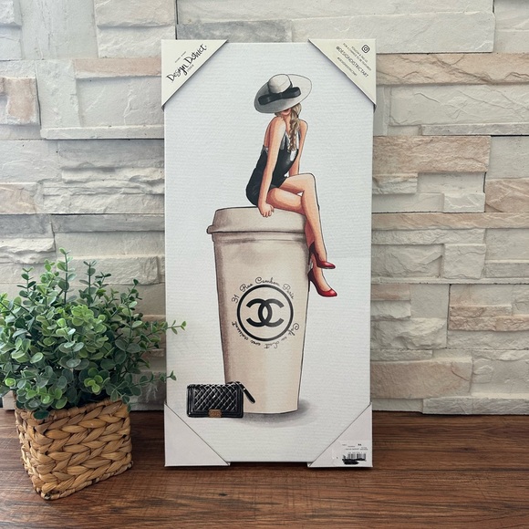 🆕 Design DistrictChanel Coffee Cup & Handbag Wall Art Canvas!